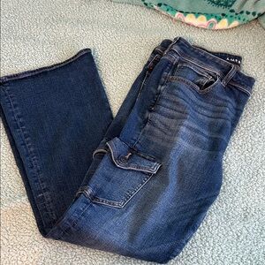 American Eagle Outfitters Deep Blue KickBoot Cut Jeans